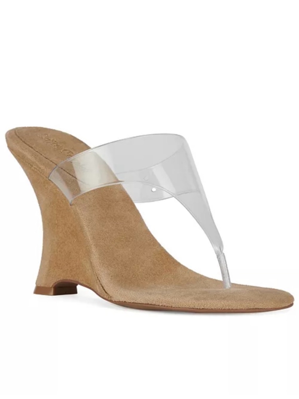 Jeffrey Campbell Clear Strap Tan Suede Wedge Sandal🔥 Size 9